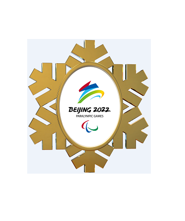 北京2022年冬残奥会会徽纪念金色雪花徽章